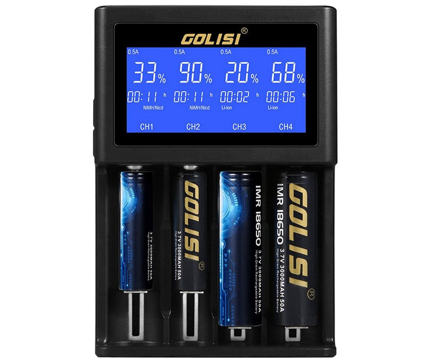 golisi s4 smart charger with lcd screen (4 bay) golisi s4 smart charger with lcd screen (4 bay)